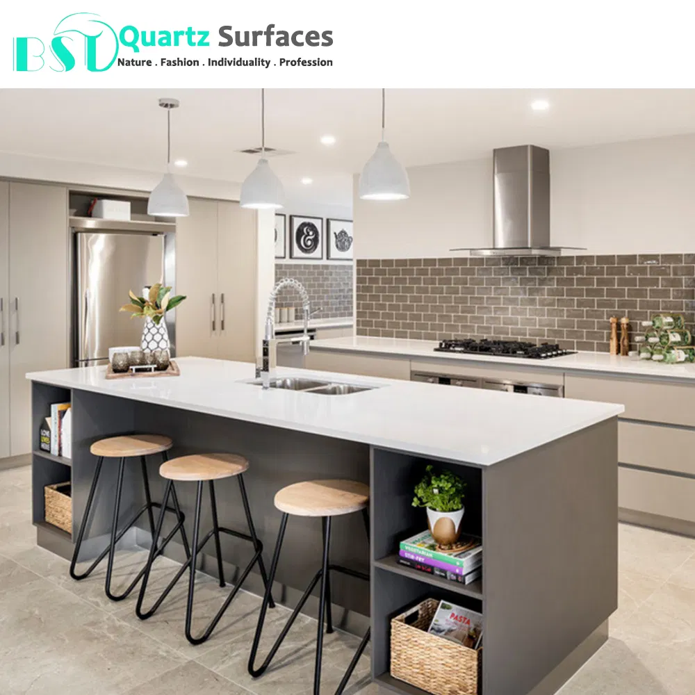 Pure White Silica-Free Quartz Stone 2cm Non-Silica Benchtop