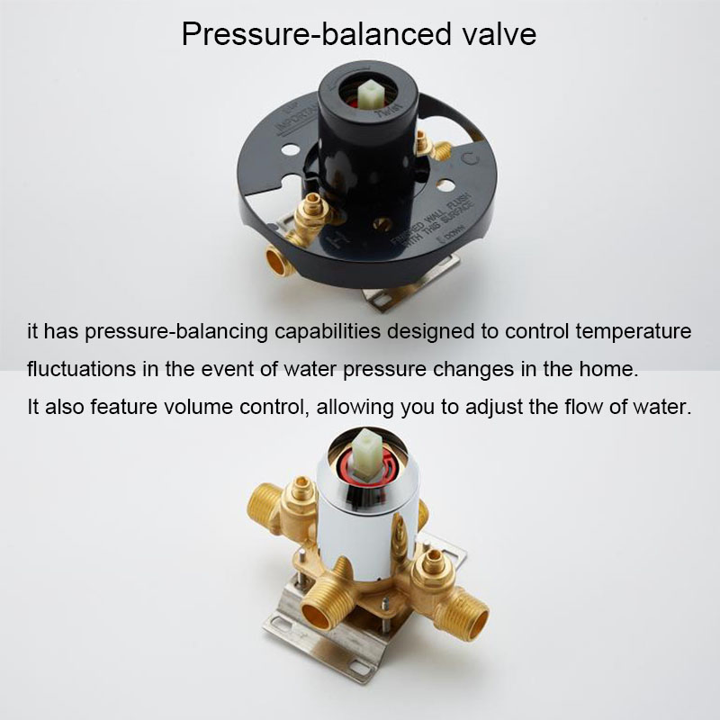 Bathroom 3 Modes Pressure Balance Valve Chrome Brass Concealed Shower Set