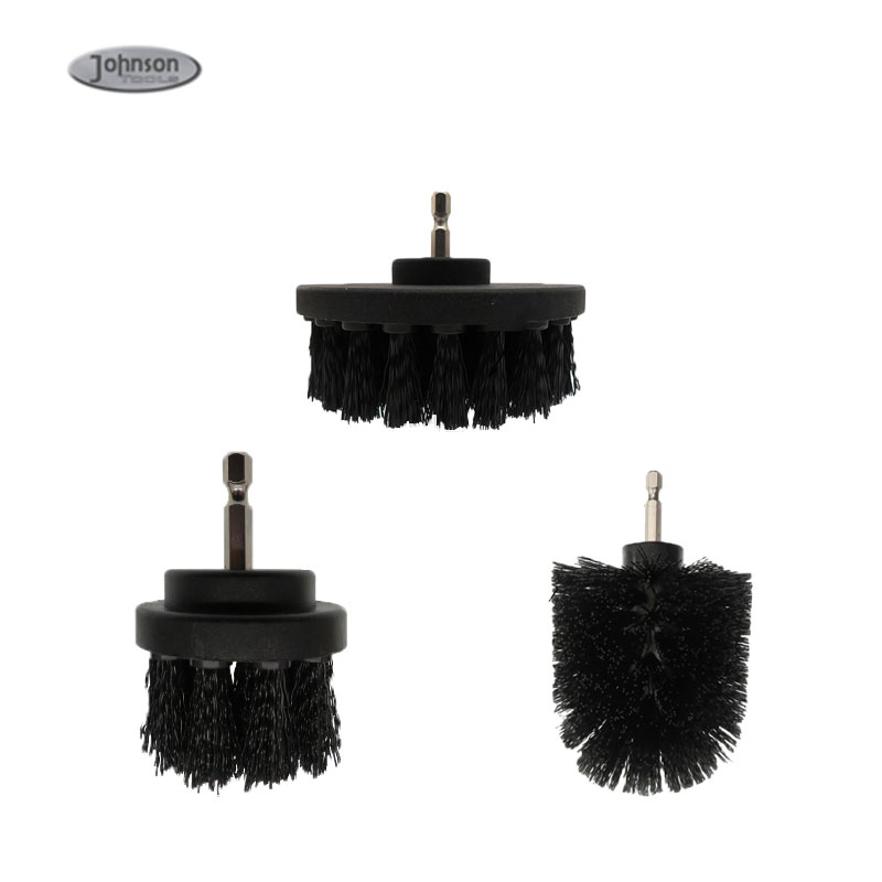 High Quality Kit of 3PCS Black Scrub Brush Drill Attachment Set