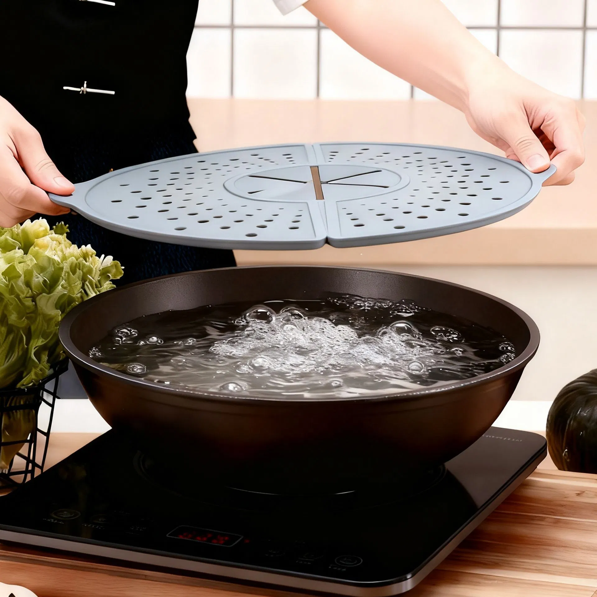 Splatter Frying Pan Splash Guard Safety Foldable Oil Splash Cover Kitchen Accessory