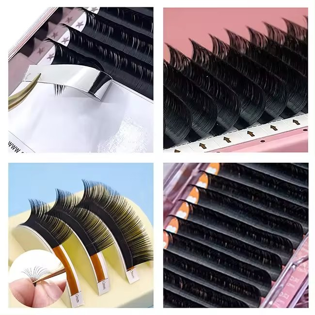 Wholesale Handmade Cashmere Volume Eyelash Extension Trays Individual Mink Dark Matte Black Lashes with Packaging Private Label