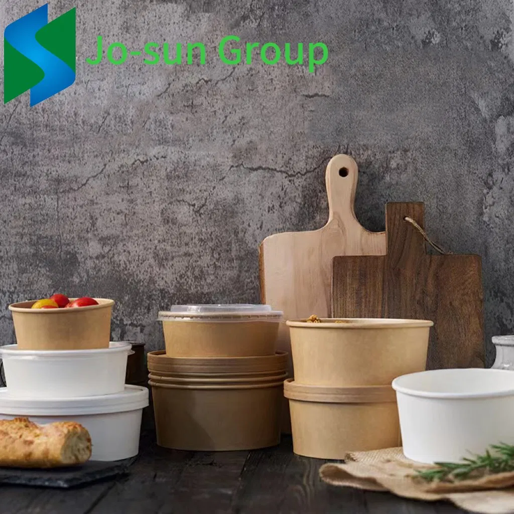Customized Wholesale Disposable Heatable Food Packaging Boxes Round Kraft Paper Salad Bowl