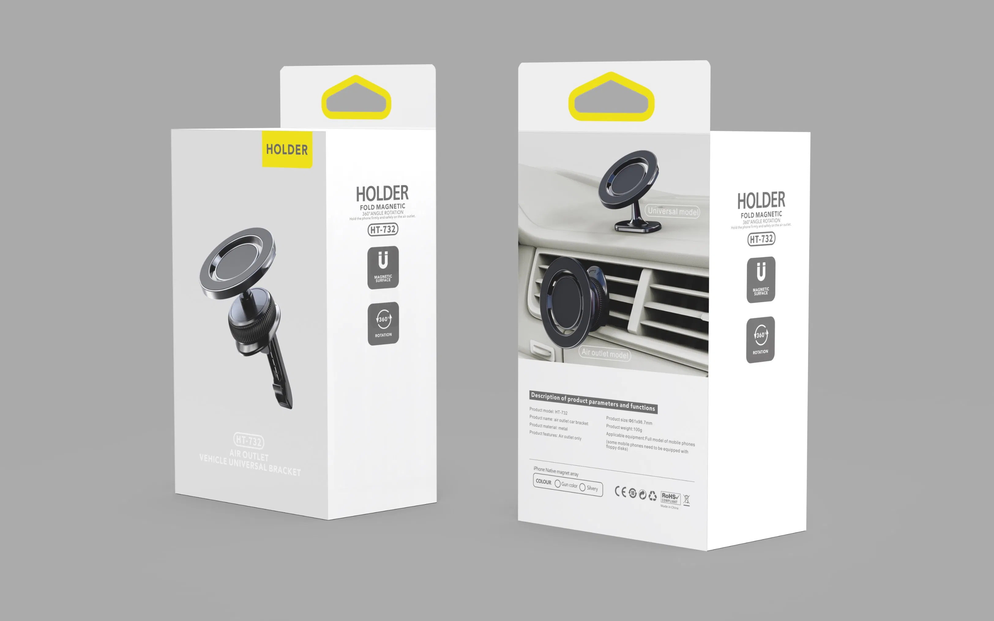 Магнитный держатель для телефона в авто на решетку кондиционера