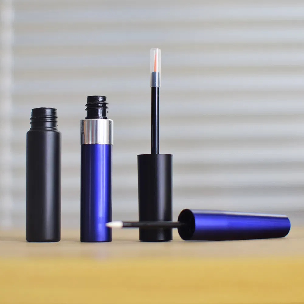 Empty Metal Oval Chubby Matte Blue Cosmetic Mascara Bottle Container with Wand