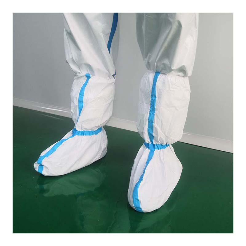 China Factory Wholesale Waterproof Sf Microporous Material Disposable Boot Cover with Blue Tape