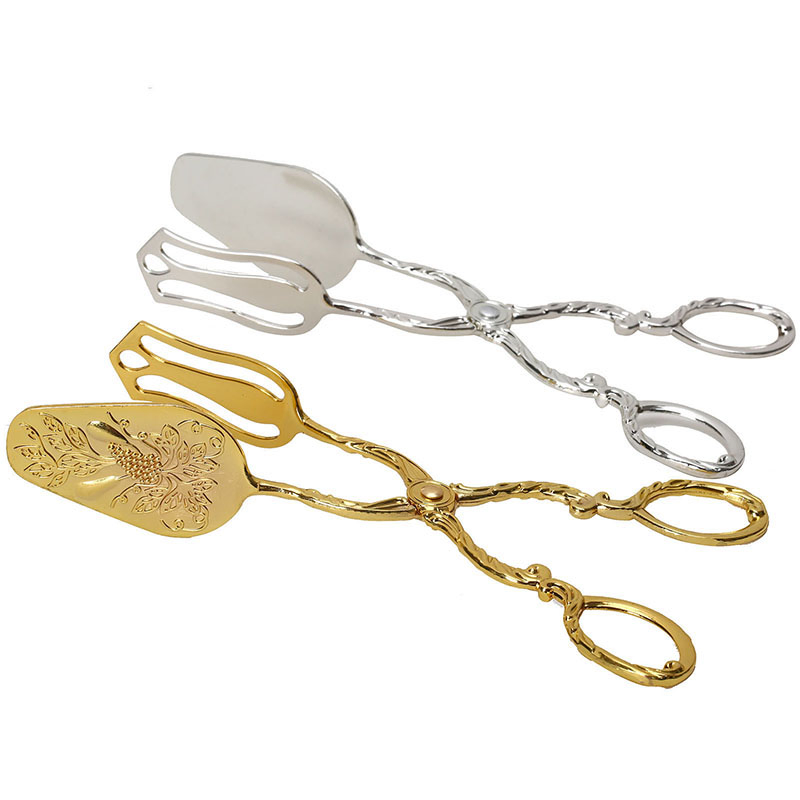 Gold and Silver Alloy Food Tongs Hotel Restaurant Kitchenware for Serving Bakery Dessert Restaurant Buffet Tools