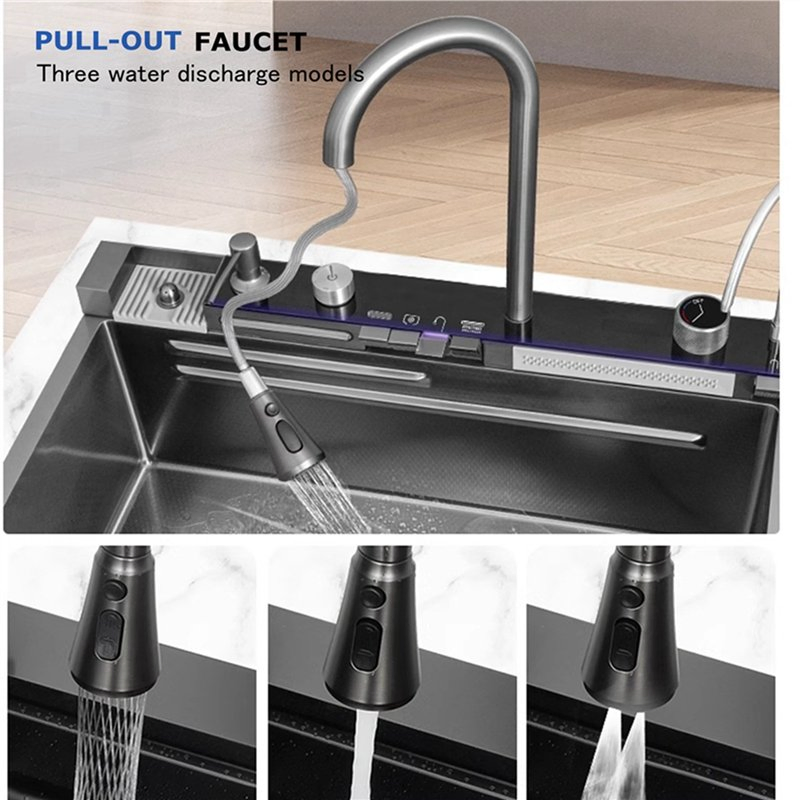 Top1 Kitchen Sinks Whale Rainwater Sink Large Single-Slot Thickened Honeycomb Washbasin