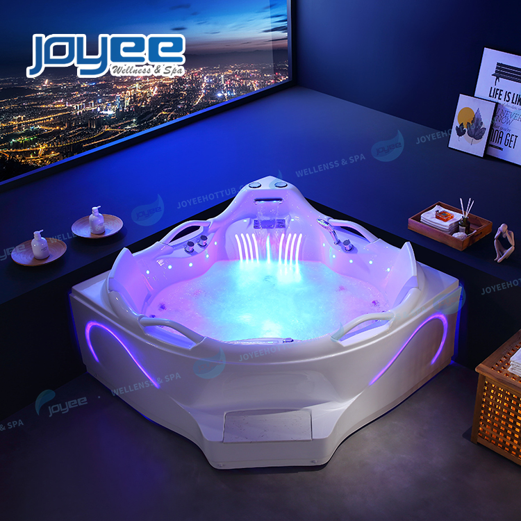 Угловая акриловая ванна с гидромассажем и подсветкой LED