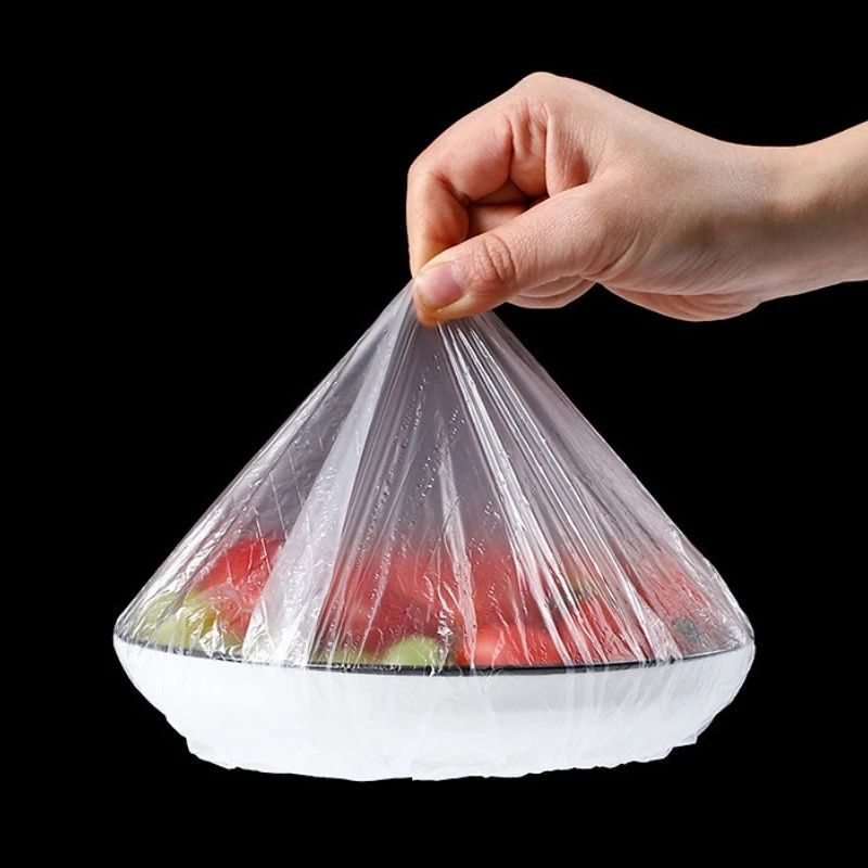 Disposable Plate Bowl Cover Transparent PE Plastic Food Fresh Bowl Food Cover with Elastic Band