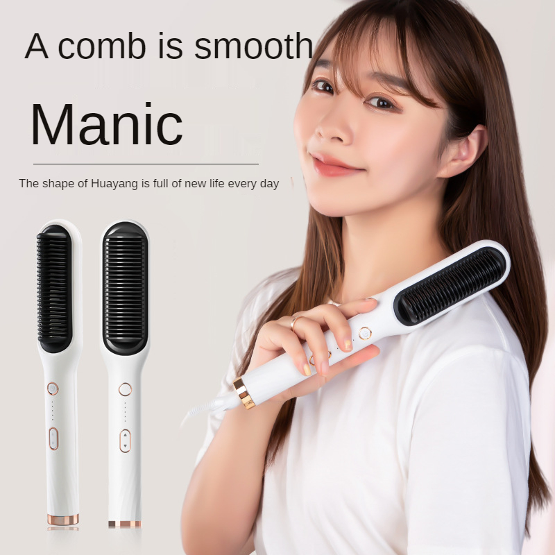 Titanium Custom Black Hot Comb Electric Hair Straightener Comb