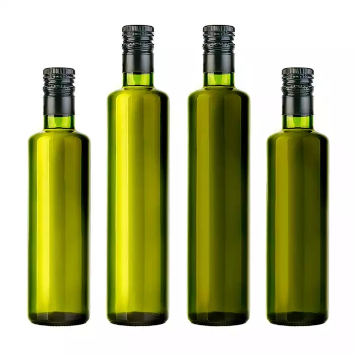 Hot Sale Frosted Clear 100ml 250ml 500ml Glass Olive Oil Bottle with Aluminum Cap Set