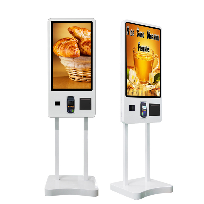 32 Inch Floor Standing Self Service Kiosk with Touch Screen POS and Ticket Printer for Restaurant Kfc Mcdonal's