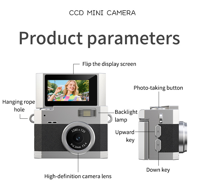 Digital Retro CCD 0.96-Inch Thumb-Flip Screen Mini Camera