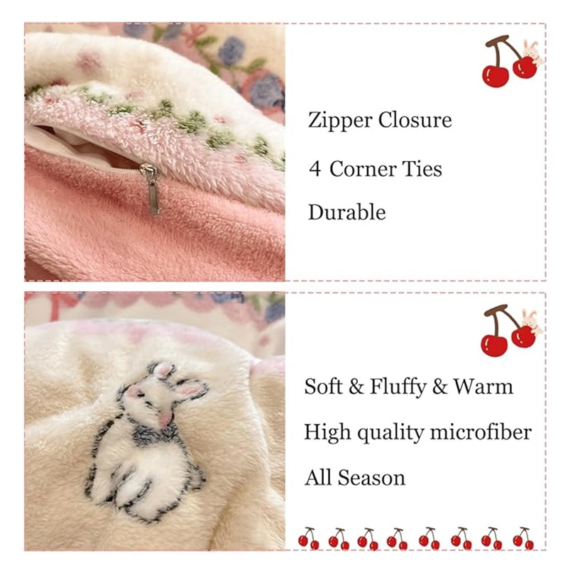 Cute Kawaii Winter Microfiber Bedding Set for Toddler Teen Girls Women Kids