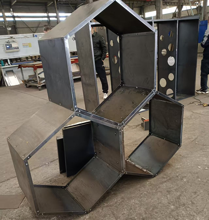 Rustic Hexagon Firewood Storage Rack Outdoor Corten Steel Wood Holder