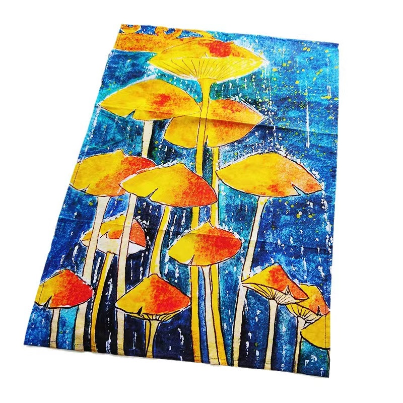 High Quality Custom Pretty 100% Cotton Digital Printed White Kitchen Dish Tea Towels Set