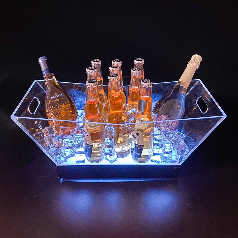 High Quality Acrylic LED Ice Bucket for Wine Beer Champagne Color-Changing Bottle Ice Bucket for Nightclub