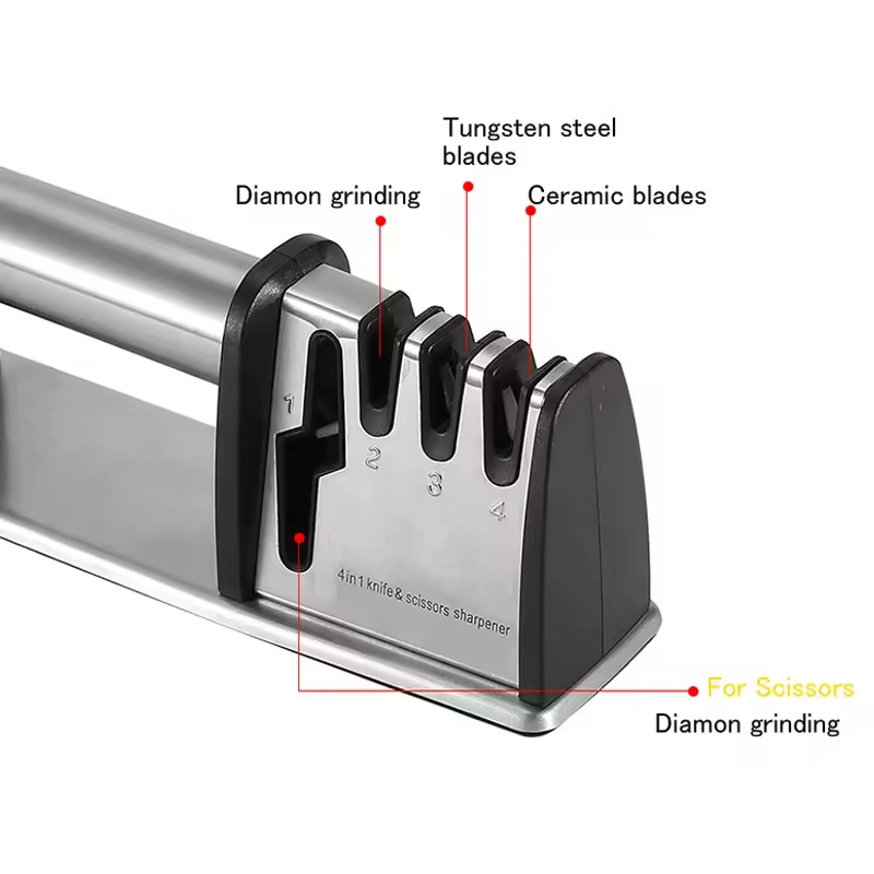 Mingxiang Household Kitchen 4 in 1 Knife Sharpener Machine Tungsten Steel A33 Manual Knife Sharpener Tool