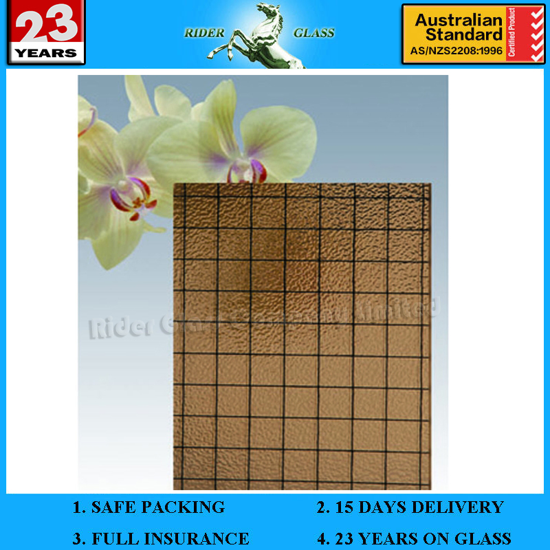 Safety 6mm Clear/Green/Bronze Nashiji Wired Glass