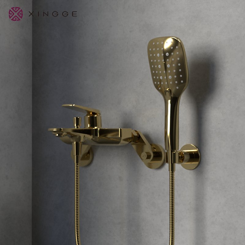 Made of China Popular Product Brass Material High Quality Two Waterfall Button Shower Faucet Bathroom Rain Shower Set