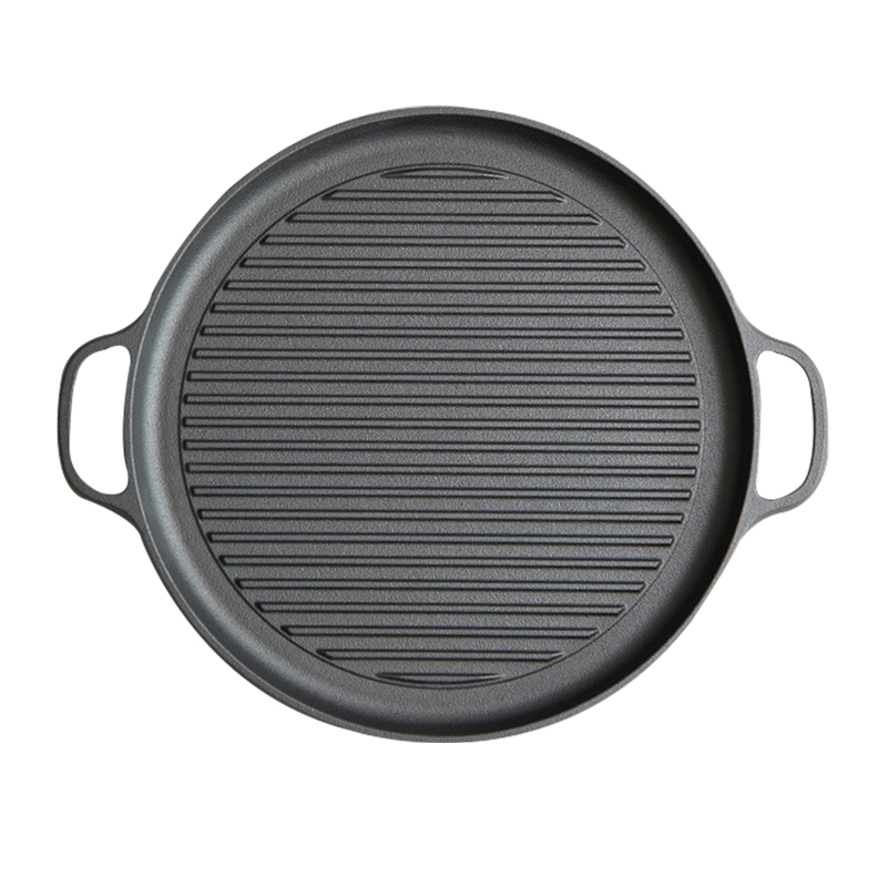 Wholesale Non Stick Cast Iron Camping Round Frying Pan Pre Seaoned Griddle Grill Pan for Outdoor and Kitchen Cooking