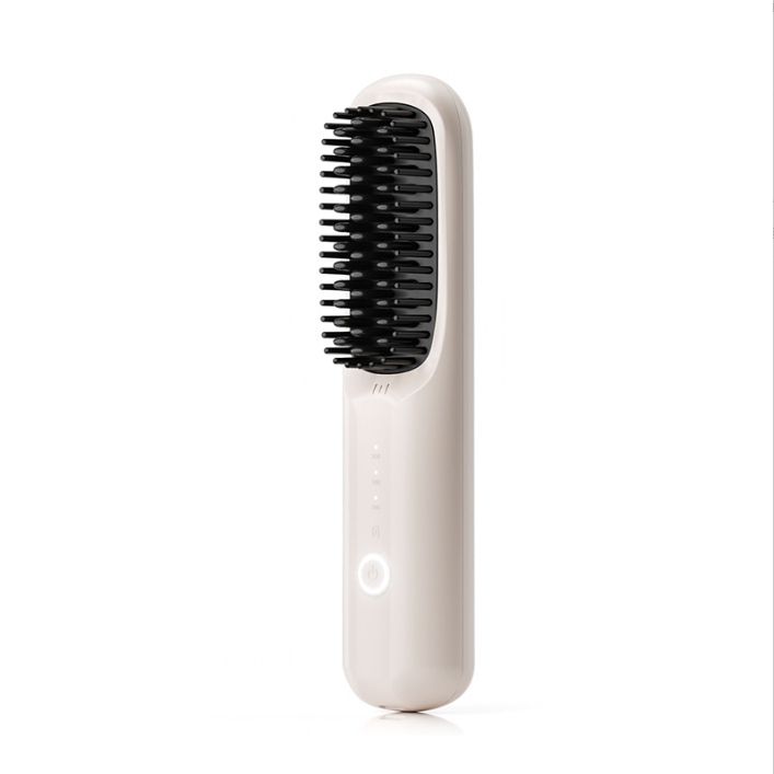 New Rechargeable Wireless Portable Curling & Straightening Comb, Ceramic Fast Heating Hair Brush, Negative Ion Lazy Straightener