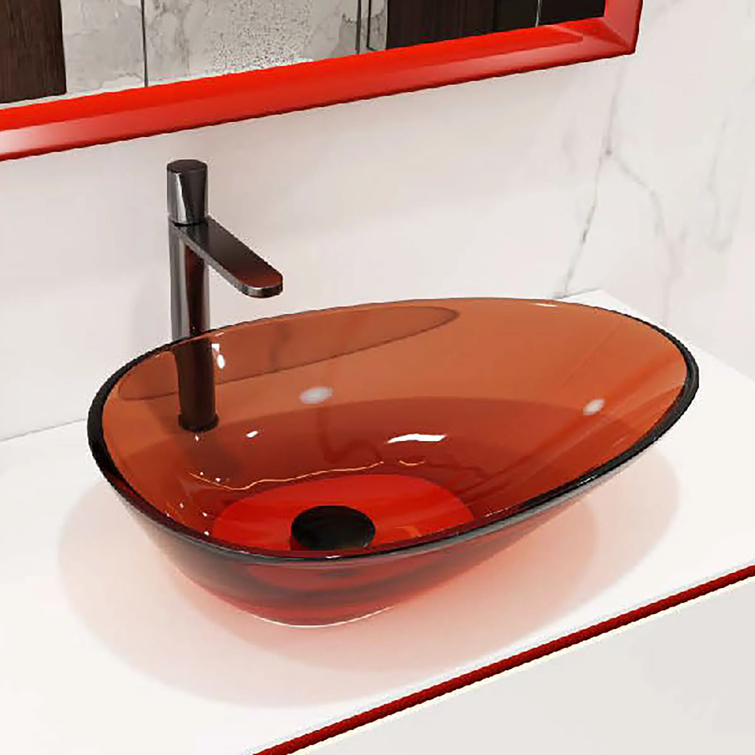 Стильная отдельностоящая овальная ванна из прозрачной смолы