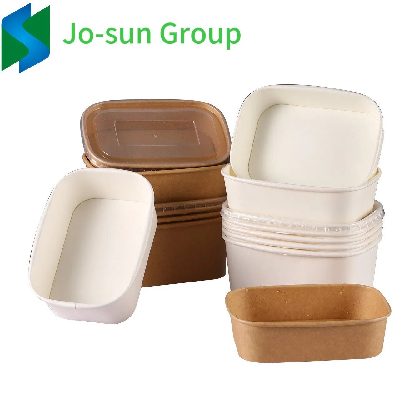 Jo-Sun Microwave Heating Disposable Lunch Box Kraft Paper Rectangular Bowl