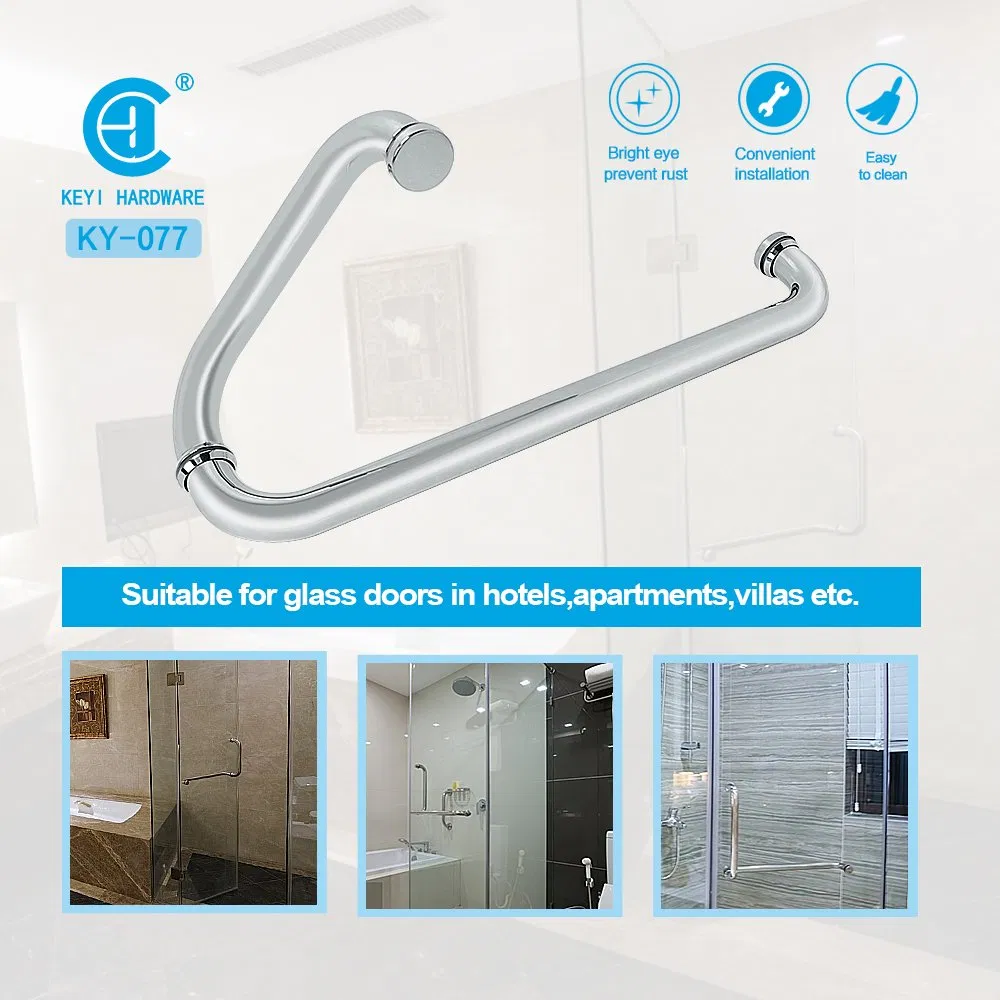 Round Tube Stainless Steel Bathroom Glass Door Handle