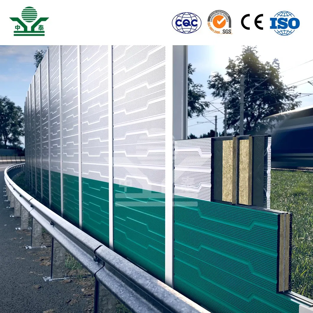 Zhongtai Freeway Sound Barrier Walls China Manufacturing Soundproof Fence Barrier Louver Hole Type Noise Wall Highway