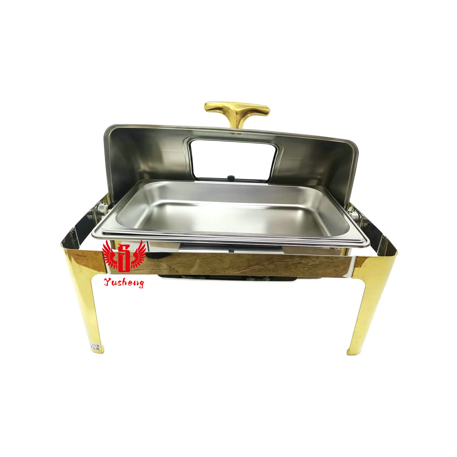 Buffet Dish Visible Lid Rectangular Stand Gold-Plated Chafing Dish China Good Price