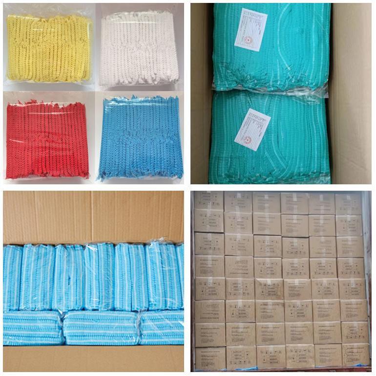 21 Inch Disposable Hair Net Non-Woven Anti Dust Stripe Cap