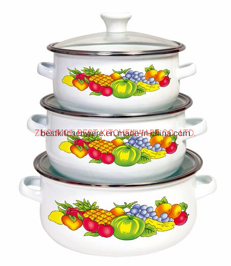 5PCS Enamelware Casserole Set with Glass Lid Factory Sales
