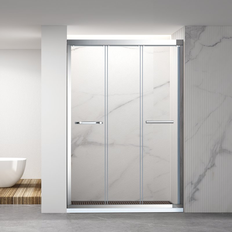 Modern Bathroom Aluminium Frame 3 Pieces Sliding Shower Glass Door