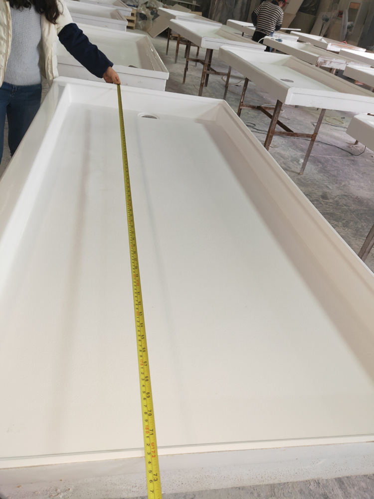 72"X34" Popular Non-Slip Shower Pan Free Standing Bathroom White Cultured Marble Shower Pan Shower Base