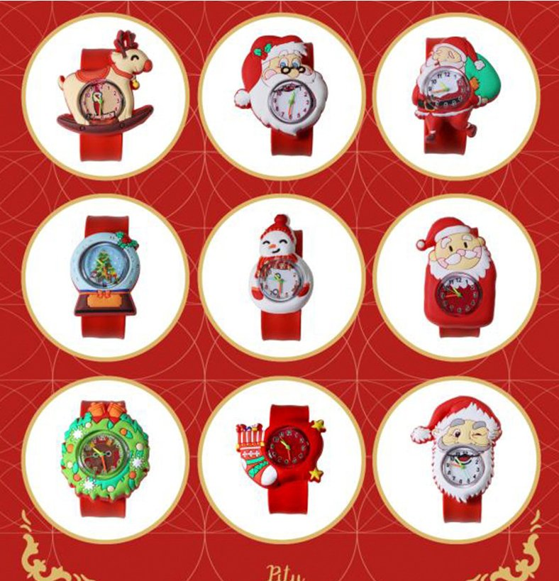 Christmas Series 3D Cartoon Silicone Kids Slap Watch Gift