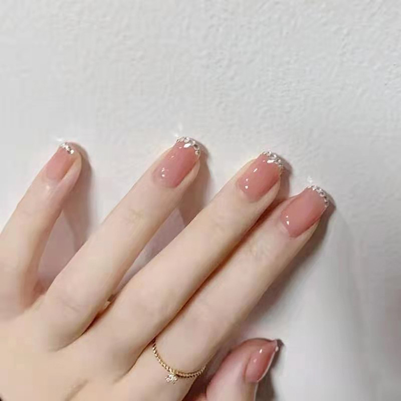 Spring and Summer Green French Spar Cat's Eye Gentle and White Nail Wearable Handmade Manicure