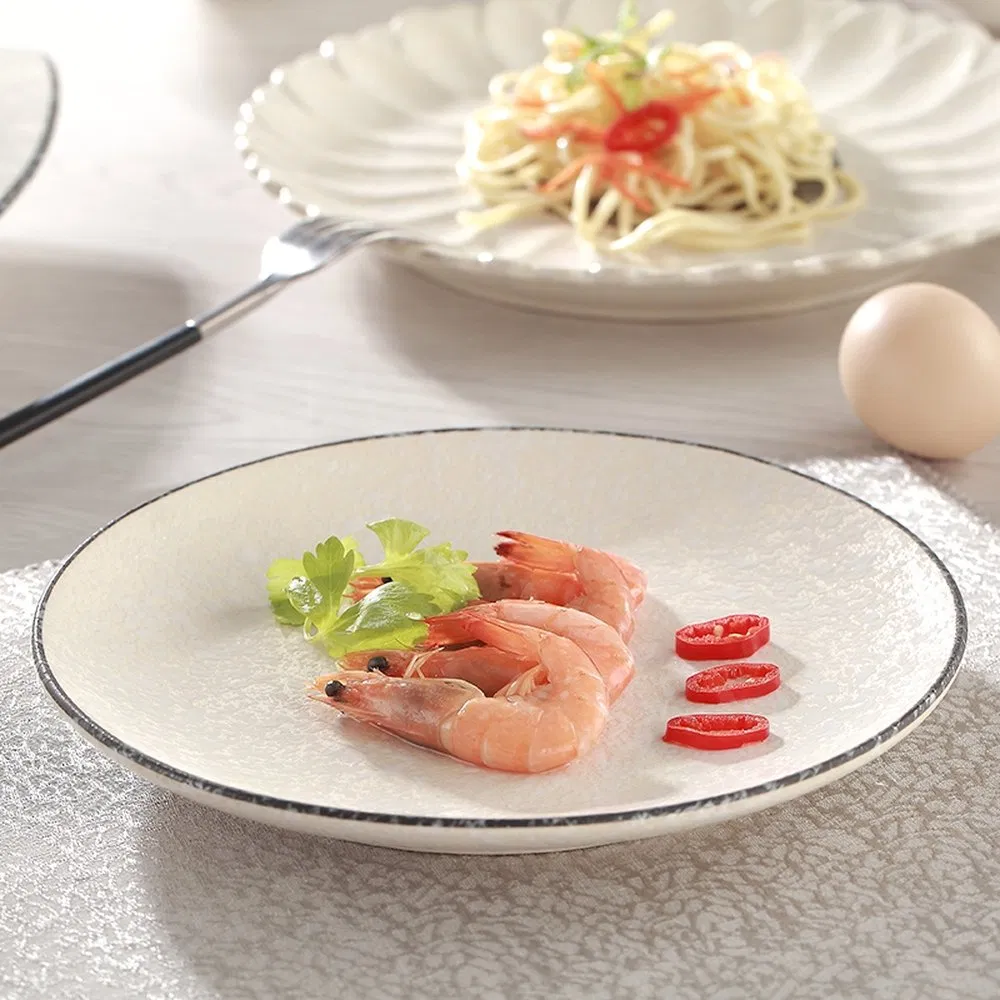 Heat Insulation Exquisite Ceramic Serving Plate for BBQ Restaurants
