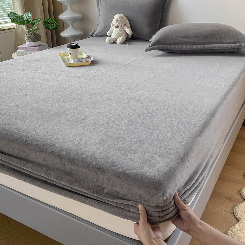 Deep Pocket Velvet Fitted Sheet Luxury Super Soft Cozy Fuzzy Fleece Bottom Sheet