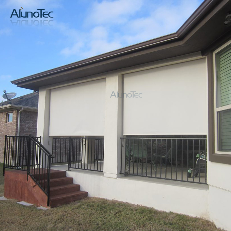 New Style Waterproof Sun Shading Outdoor Garden Fabric Roller Blinds Kits Zip Side Screen by Motor or Manual