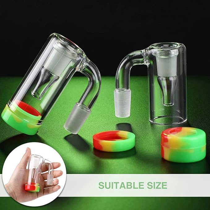 Can Be Reused 14mm Male Glass Ash Catcher Collector with Silicone Container Smoking Accessories
