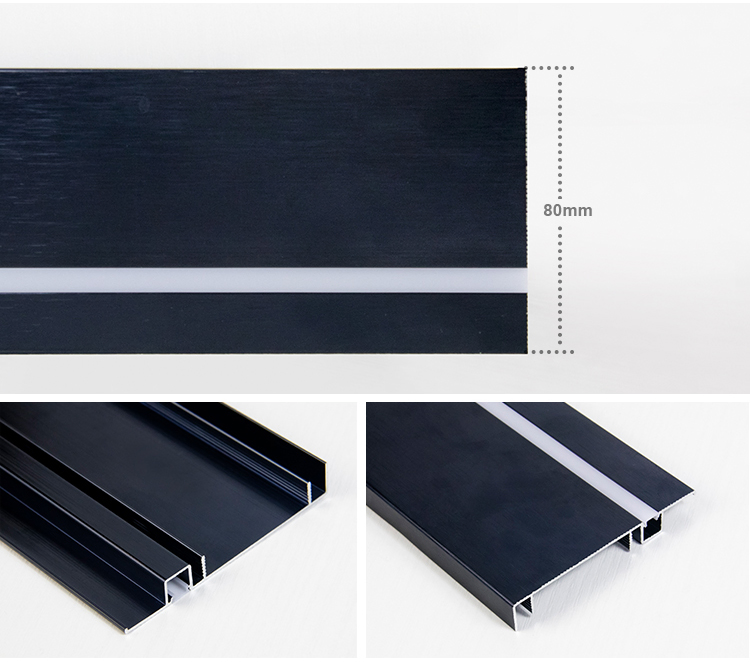 Decorative Flooring Black Color Clip-Type Aluminum Skirting Baseboard