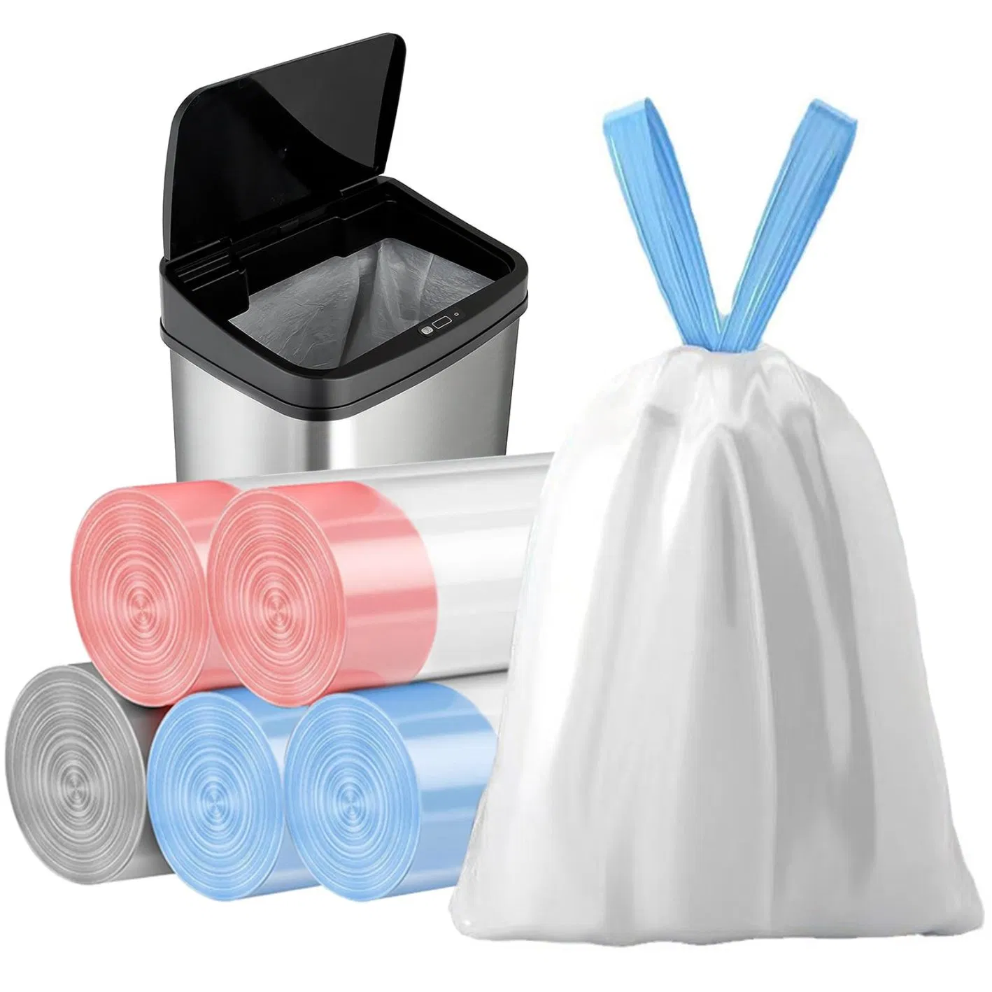 Customizable Fragrance 13 Gallon Drawstring Garbage Bag for House Use Portable Thickened Drawstring Closing Kitchen Garbage Plastic Biodegradable Bag