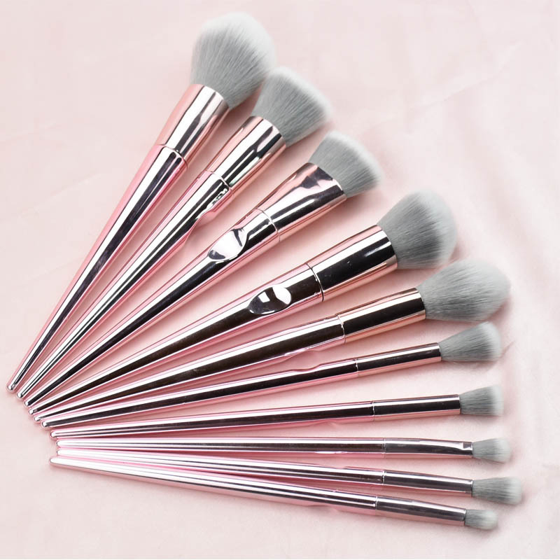 Bright Rose Gold Pink Glitter Private Label Professional Customize Makeup Brushes