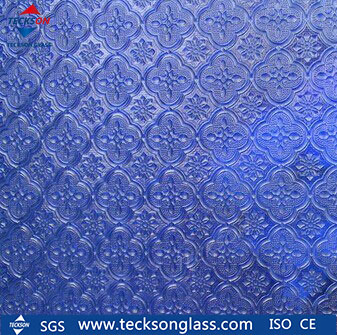 3-6mm Amber Bronze Blue Flora Patterned Figured Printed Glass Obscure Toliet