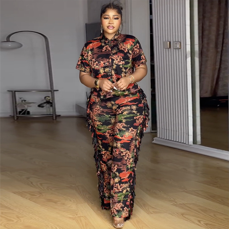 Комплект женский рубашка короткий рукав и брюки широкие