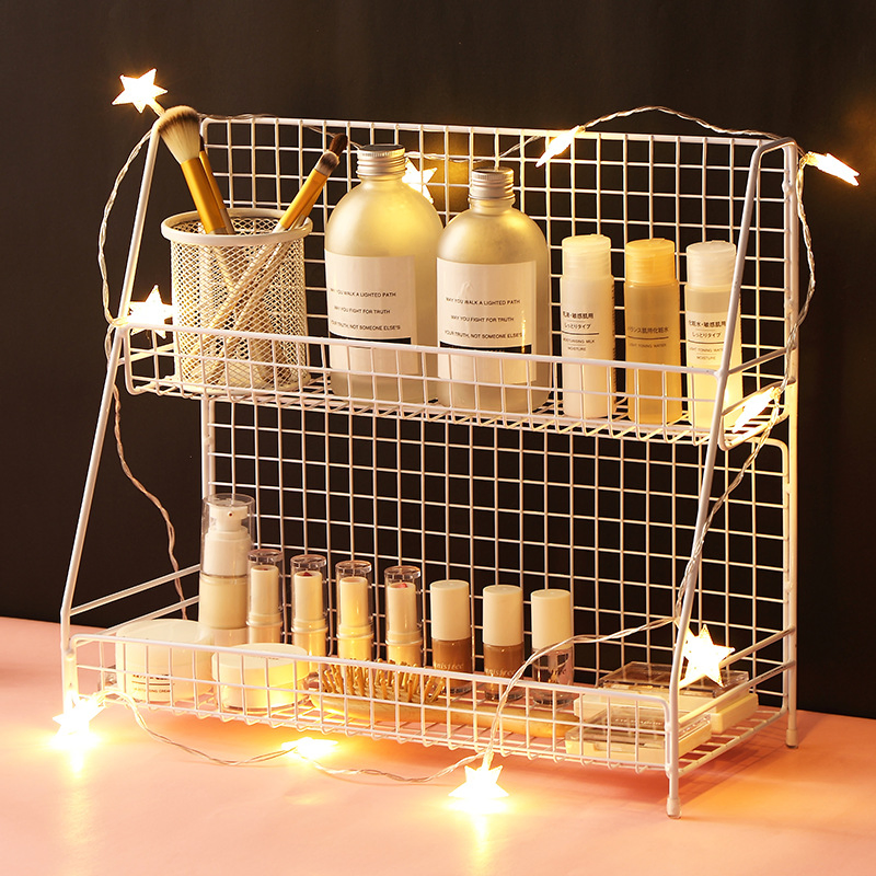 Factory Wholesale Price Japanese Iron Multifunctional Tabletop Cosmetic Storage Rack Makeup Organizer