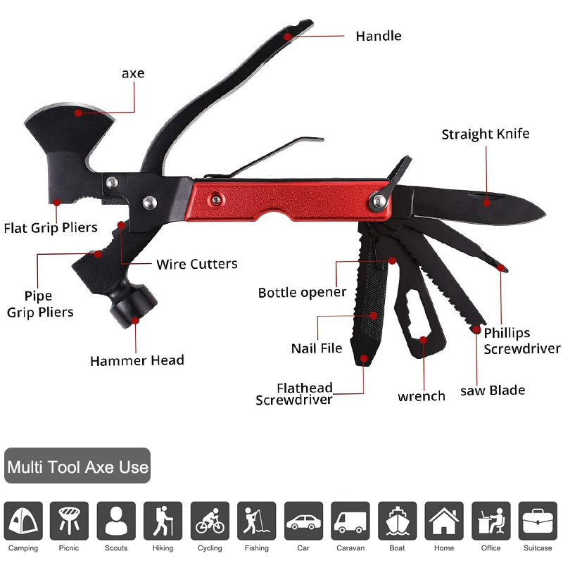 Factory Price Multitool Axes Hammer Outdoor Camping Accessories Gifts Portable Survival Hatchet