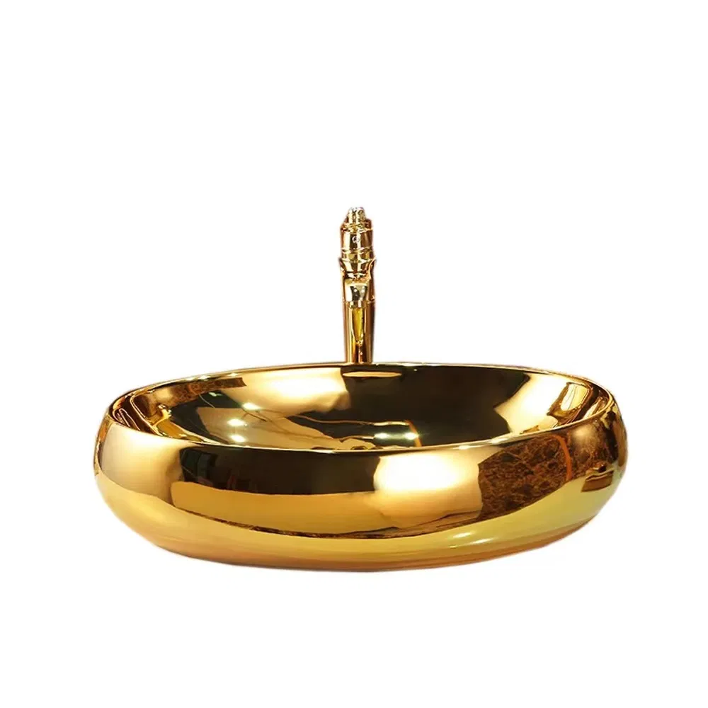 Kitchen Ceramic Gold Sanitaryware Bathroom-Basin-Sink