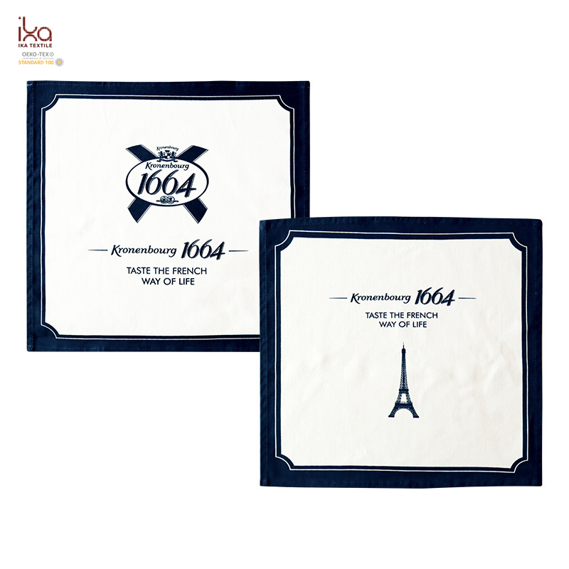 Square Hemstitch Cotton Canvas Placemat Custom Printed Logo Perssonaliaed Woven Heat Resistant Wester-Style Restaurant Fabric Place Mats